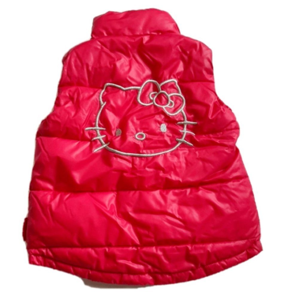 Hello Kitty Jacket Pink Puffer Sleeveless Vest Girls 7-8Y